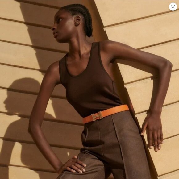 HERMES worn twice H belt buckle & Reversible leather strap - Picture 2 of 10